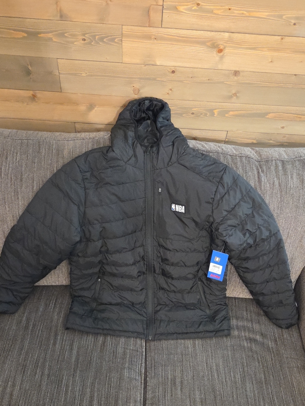 NBA Black Quilted Hooded Puffer Jacket
